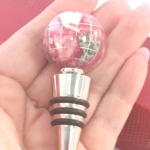 Wine Stopper Cork Around The World Glass Marble w/Case By Alexander Xalifano - Picture 6 of 9